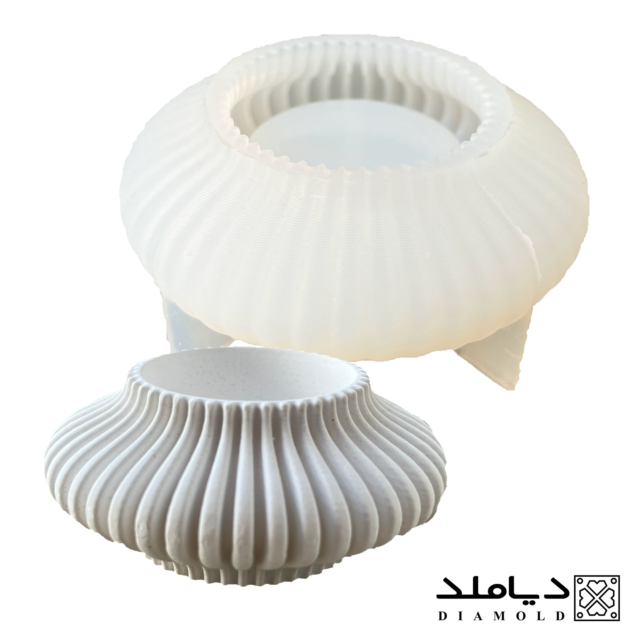 قالب رزین طرح جا شمعی مدل شیاردار منحنی کوتاه-فروشگاه دیاملد
