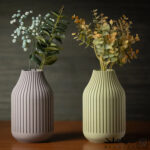 تصویر دکوری از محصول خروجی قالب سیلیکونی گلدان مدل شیاردار ساده