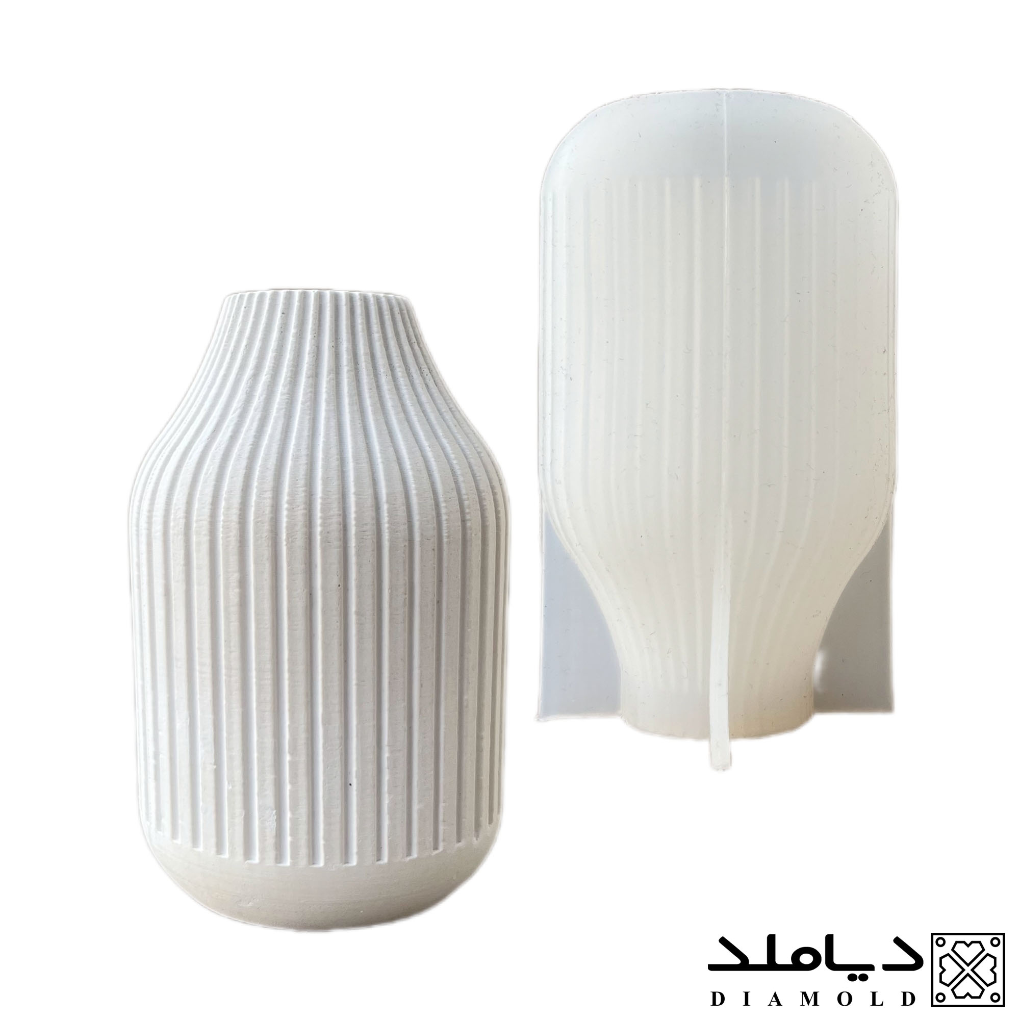 تصویر اصلی قالب سیلیکونی گلدان مدل شیاردار ساده