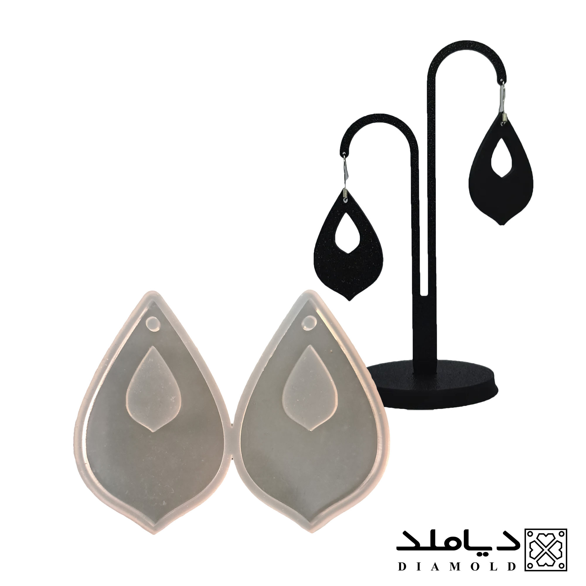 قالب سیلیکونی رزین طرح گوشواره مدل اشک لبه دار