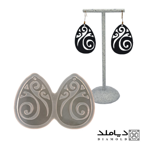 قالب سیلیکونی رزین طرح گوشواره مدل اشک پیچک1