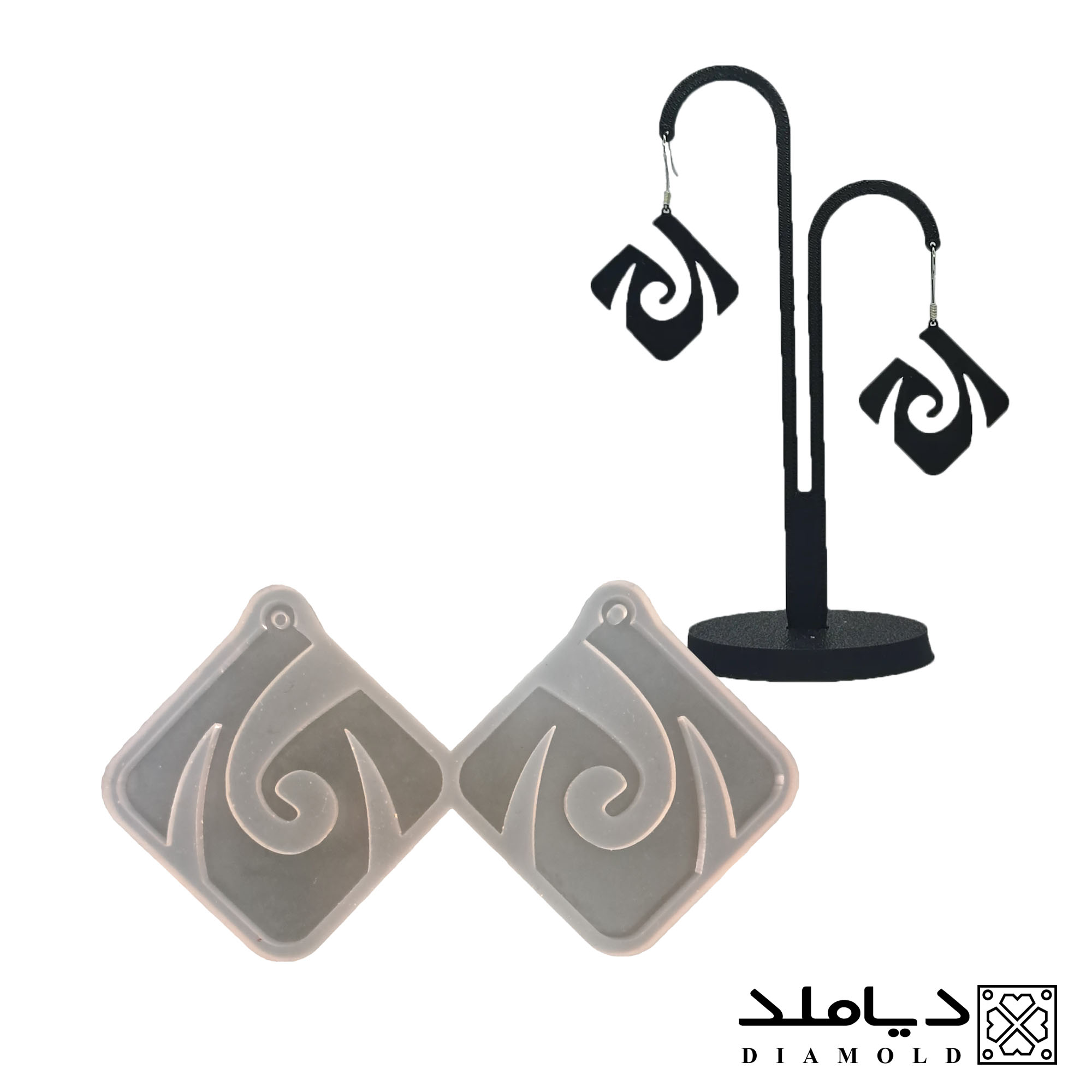 قالب سیلیکونی رزین طرح گوشواره مدل مربع مینیمال1