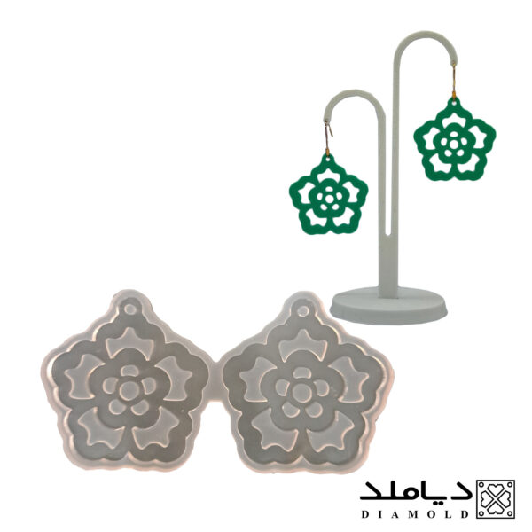 قالب سیلیکونی رزین طرح گوشواره مدل گل پنج پر