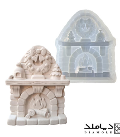 قالب- سیلیکونی-شمع-طرح-شومینه-مدل-کریسمس